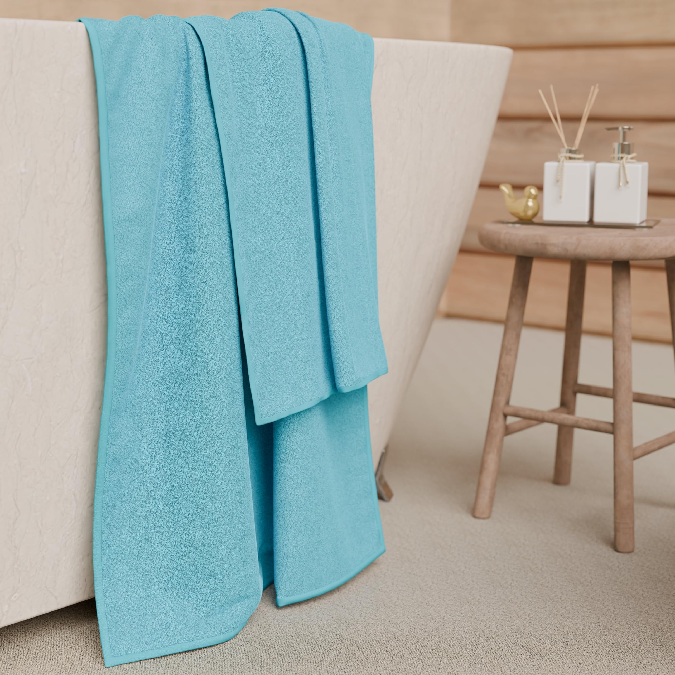 PETTI Artigiani Italiani - 100% Cotton Terry Bath Towels, 1+1 Towel Set, 2 Pieces 1 Face Towel and 1 Hand Towel, Turquoise Towels