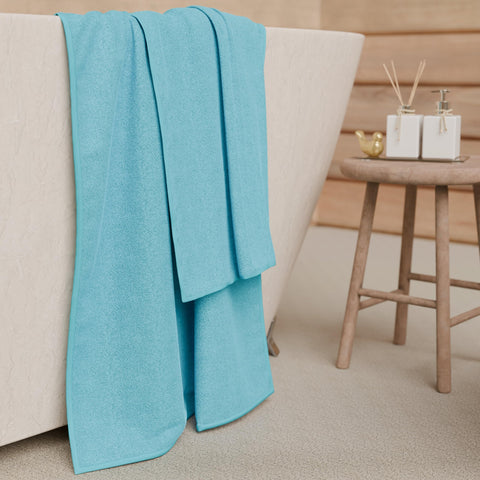 PETTI Artigiani Italiani - 100% Cotton Terry Bath Towels, 1+1 Towel Set, 2 Pieces 1 Face Towel and 1 Hand Towel, Turquoise Towels