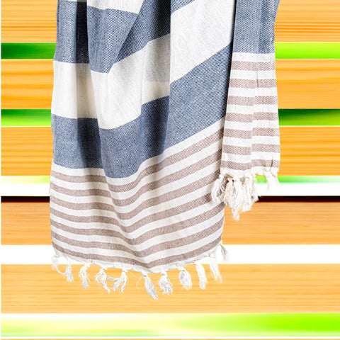 Ruggeri Fouta Beach Towel 100% Cotton, 170x170 cm, Blue