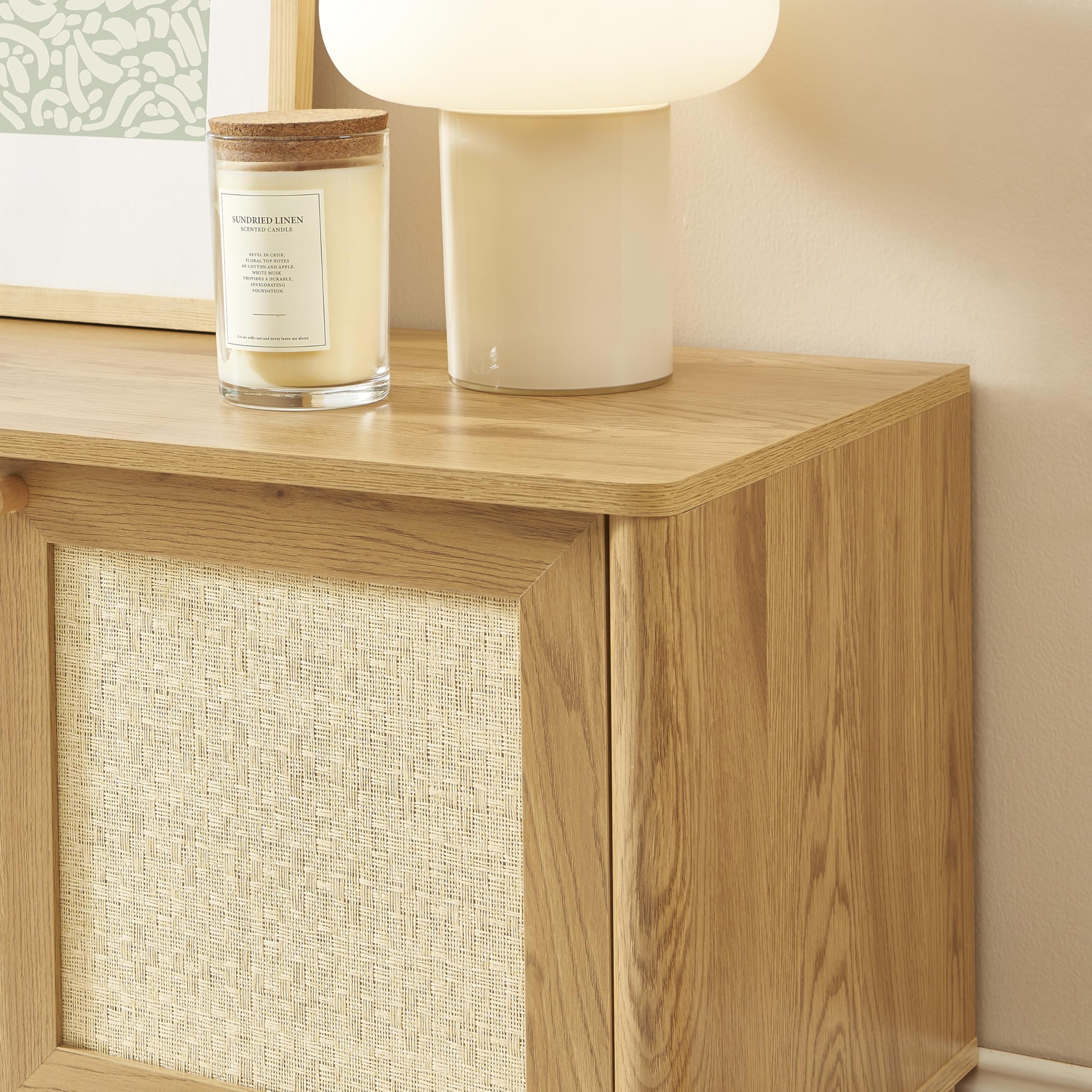BAÏTA HAIDA TV Unit in Oak Effect and Rattan Weave