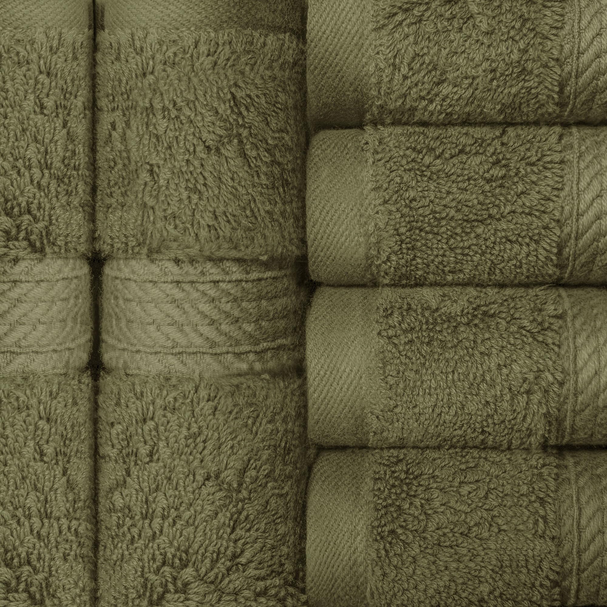 Superior 900 Gram 100% Premium Long-Staple Combed Cotton 6-Piece Face Towel Set, Forest Green