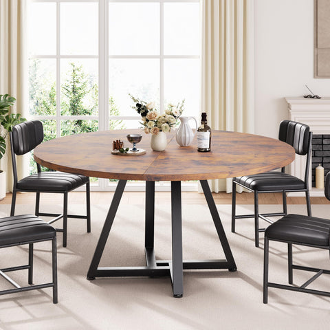 Jocoevol Round Kitchen Dining Table for 2 People, Circle Dinner Table with Metal Frame, Space Saving Wood Industrial Furniture (Vintage, 31 inch