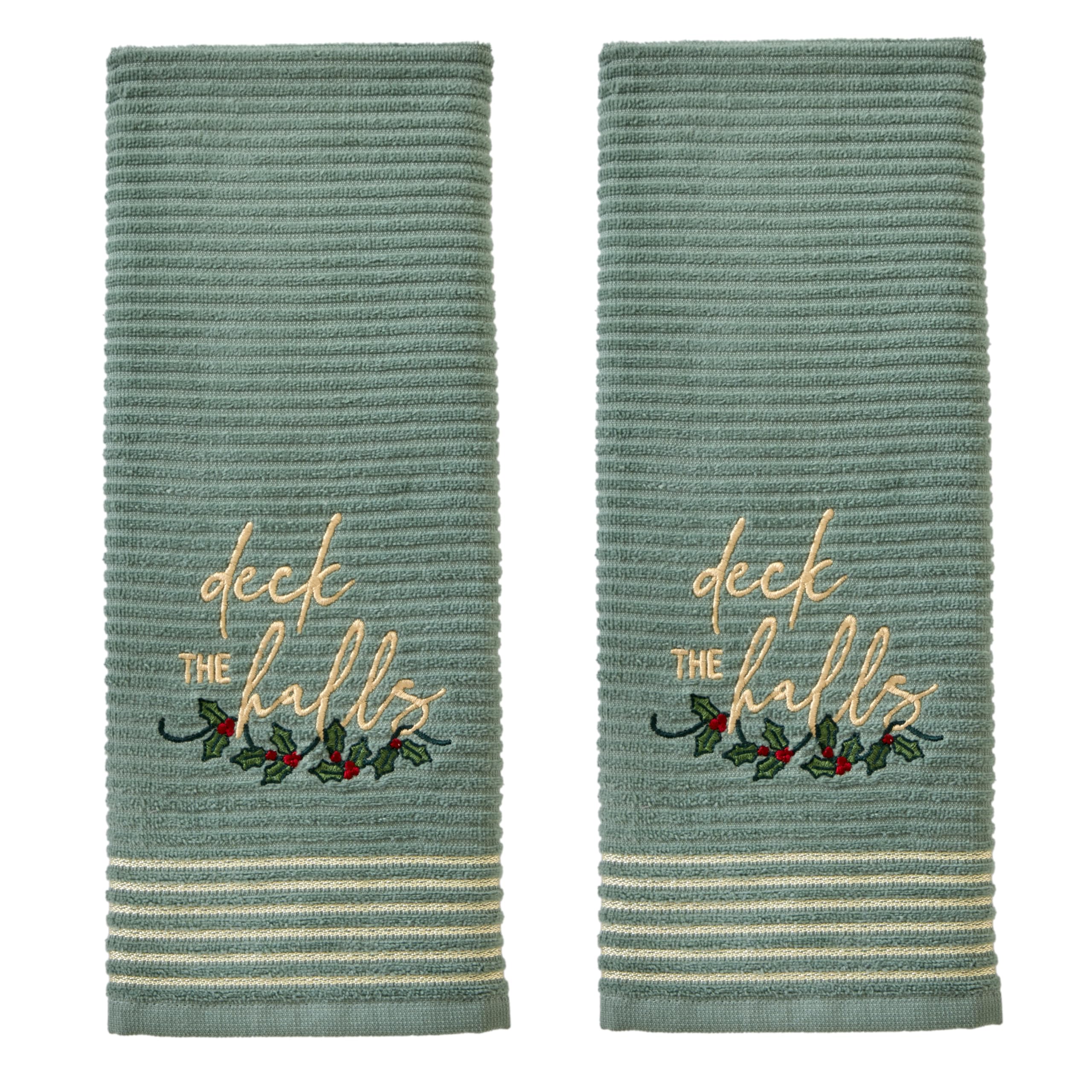 SKL Home Christmas Deck The Halls Hand Towel Set, Green (2-Pack)