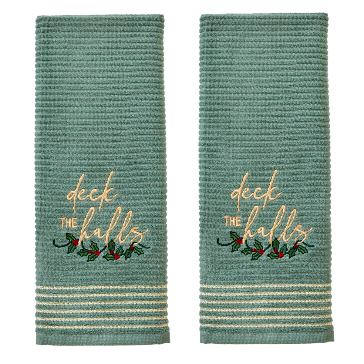 SKL Home Christmas Deck The Halls Hand Towel Set, Green (2-Pack)