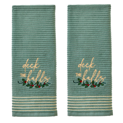 SKL Home Christmas Deck The Halls Hand Towel Set, Green (2-Pack)
