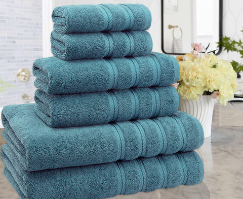 American Soft Linen 100% Turkish Carde Cotton 6 Piece Towel Set, 560 GSM Towels for Bathroom, Super Soft 2 Bath Towels 2 Hand Towels 2 Washcloths