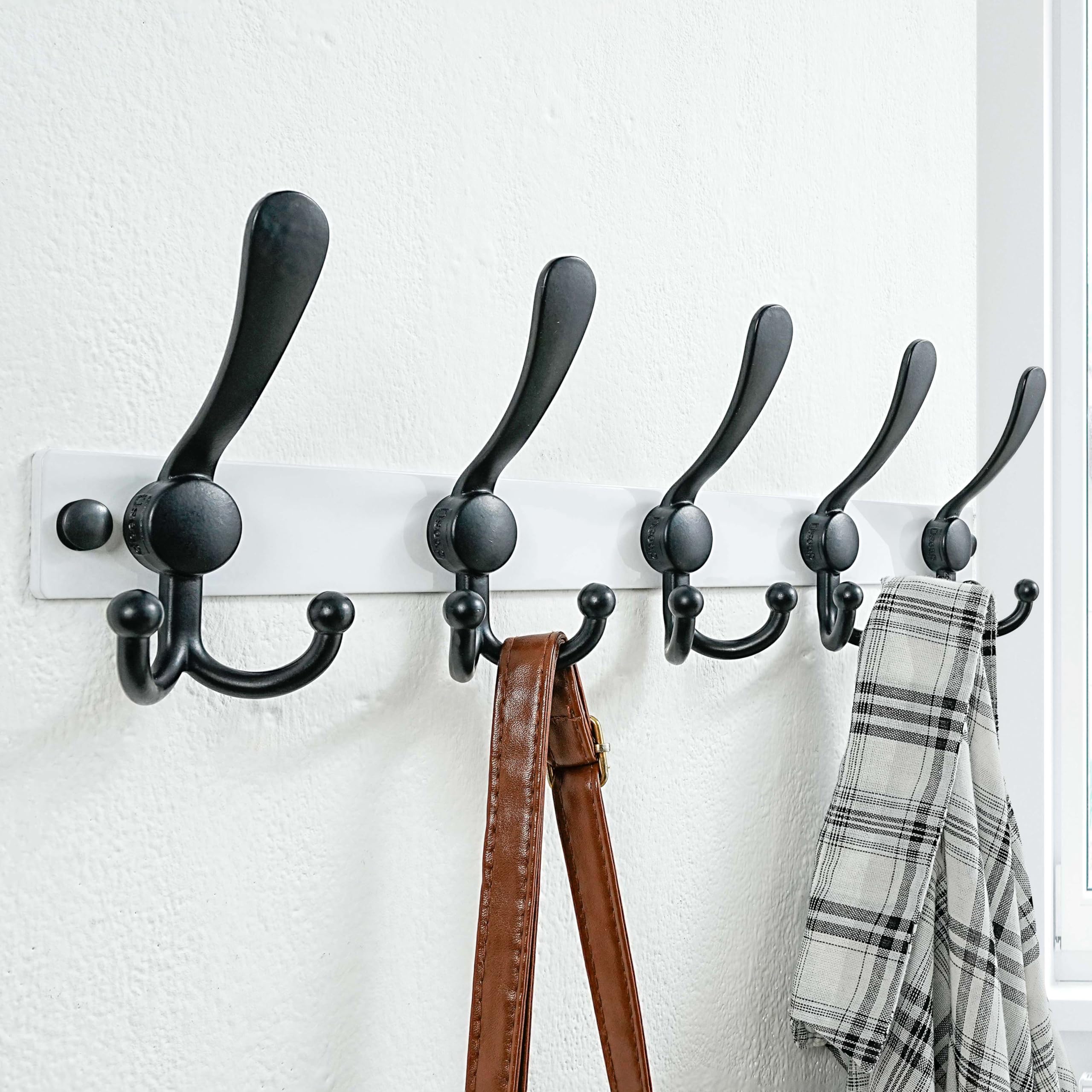 Dseap Coat Rack Wall Mount, Heavy Duty 2.5mm Base vs Flimsy 1mm, Double-Thick Solid Anti-Snap Hooks
