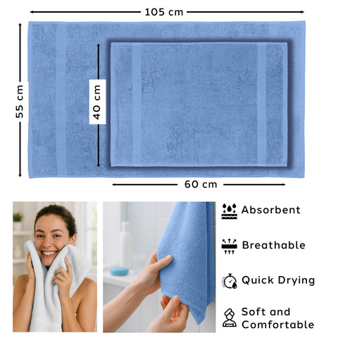 Caleffi Bath Towels, Face and Guest Towel Set, 55 x 100 cm, 100% Cotton