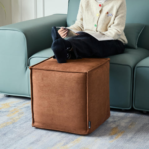 Louis Donné Unstuffed Square Microfiber Pouf Ottoman Cover Multi-Use Storage Foot Rest Stool Bean Bag Cushion for Living Room Bedroom Home Decor