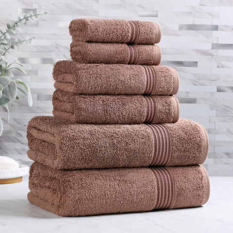 Superior, Cotton, Mocha, 6 Piece Towel Set