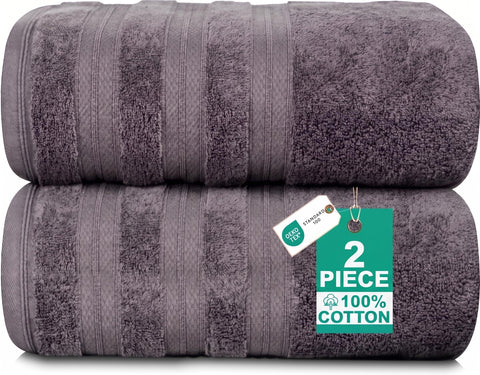 MELLUVA Bath Towels Set of 2 | 100% Turkish Cotton | 70 x 125 cm | Soft and Absorbent 600 GSM | Quick Dry Bathroom Shower Towels | Dow Grey