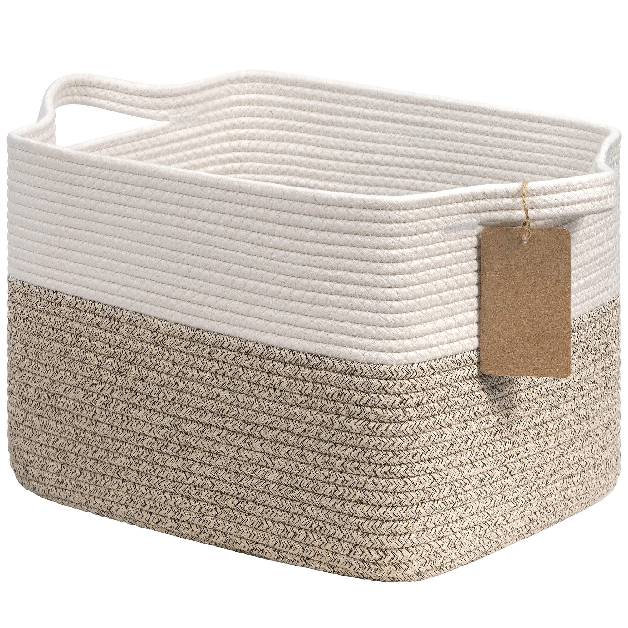TIMEYARD Woven Storage Basket Cotton Rope Shelf Basket Brown