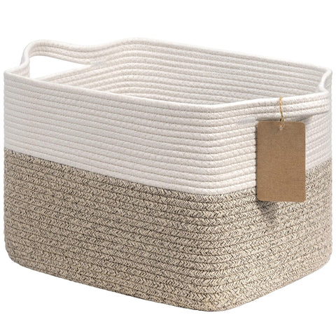 TIMEYARD Woven Storage Basket Cotton Rope Shelf Basket Brown