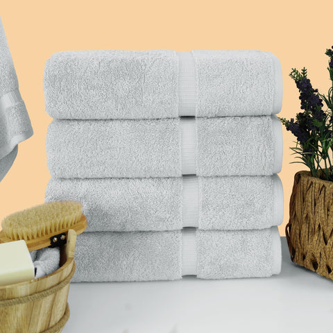 Chakir Turkish Linens |Hotel & Spa Quality 100% Cotton Premium Turkish Towels | Soft & Absorbent (Silver Gray, Bath Towel - Set of 4)