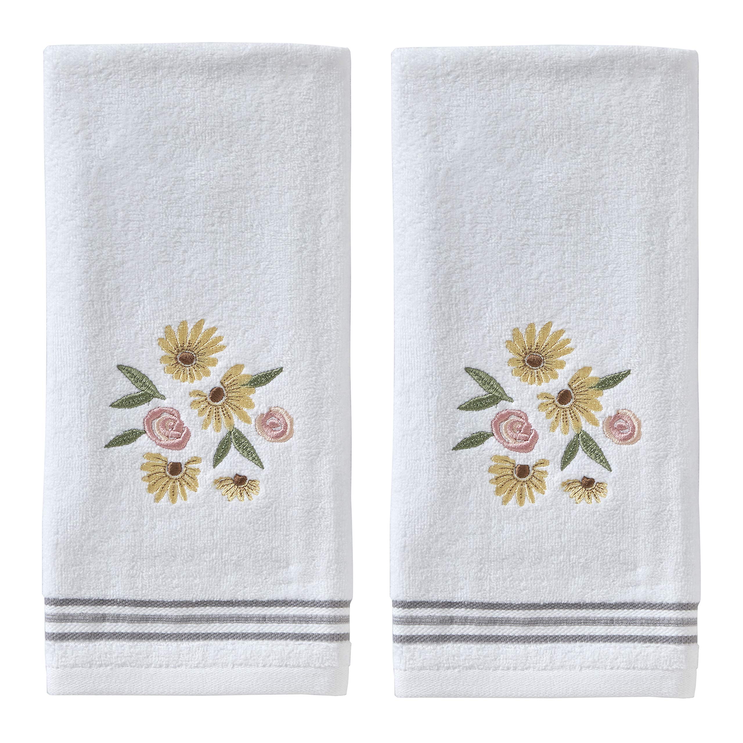 SKL Home HandTowelSet, Cotton, White, 16x25