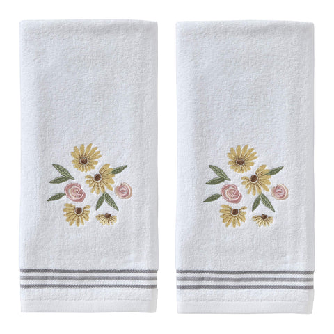 SKL Home HandTowelSet, Cotton, White, 16x25