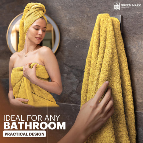 NatureMark 4-Piece Bath Towel Set – Soft & Absorbent Cotton Shower Towels for Everyday Use, Yellow, 70 x 140 cm