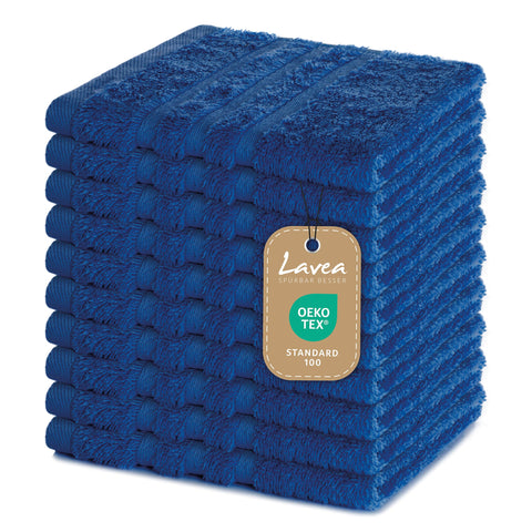 Lavea 10-Piece Terry Cloth Towel Set, 30 x 30 cm, 100% Cotton Terry 500 g/m², Guest Towels and Small Washcloths, Easy Care 60 °C, Terry Series Elena