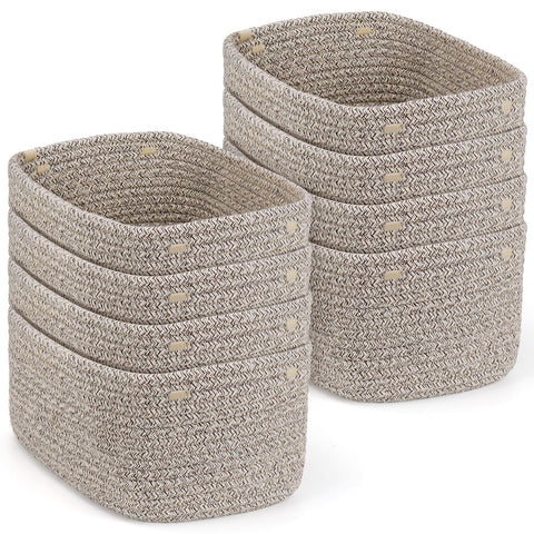 ASMIZ 8 Pack Woven Storage Baskets for Organising, Small Rope Storage Bins