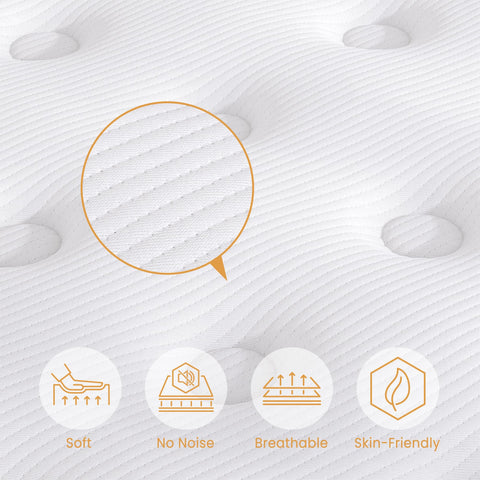 TeQsli Double Mattress 4FT6 Memory Foam Spring Hybrid Mattress 18CM