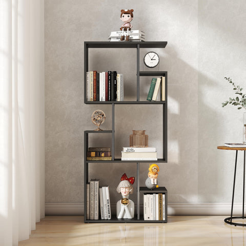 Manora Black Bookshelf 3 Tier Slim Freestanding Room Divider Shelves