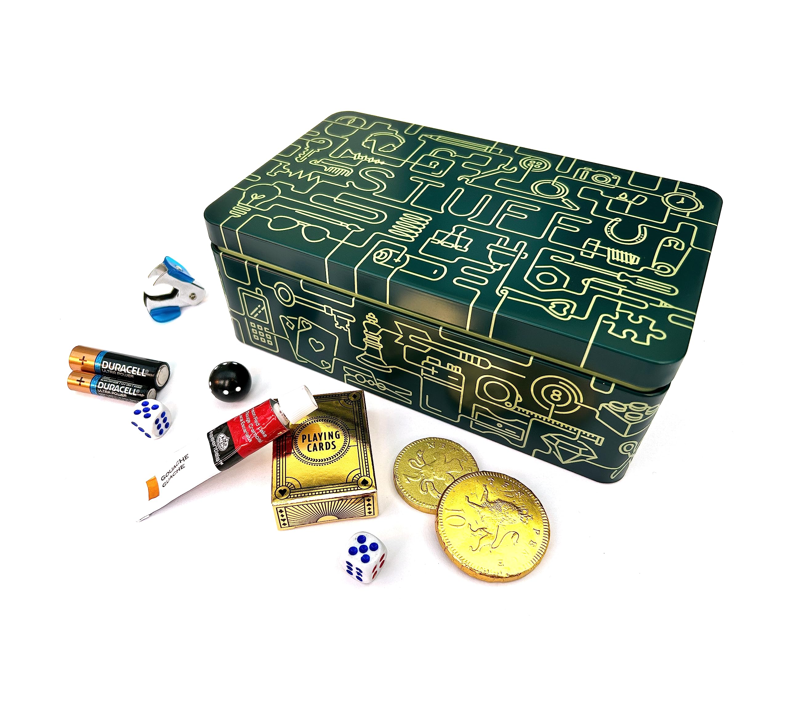TINIT Stuff Tin - Man Tin Miscellaneous Storage Box (Deep Teal/Sage)