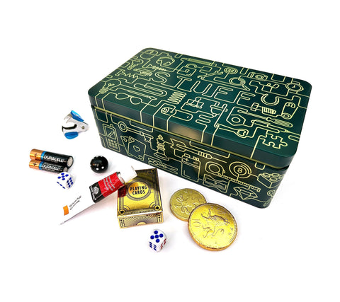 TINIT Stuff Tin - Man Tin Miscellaneous Storage Box (Deep Teal/Sage)