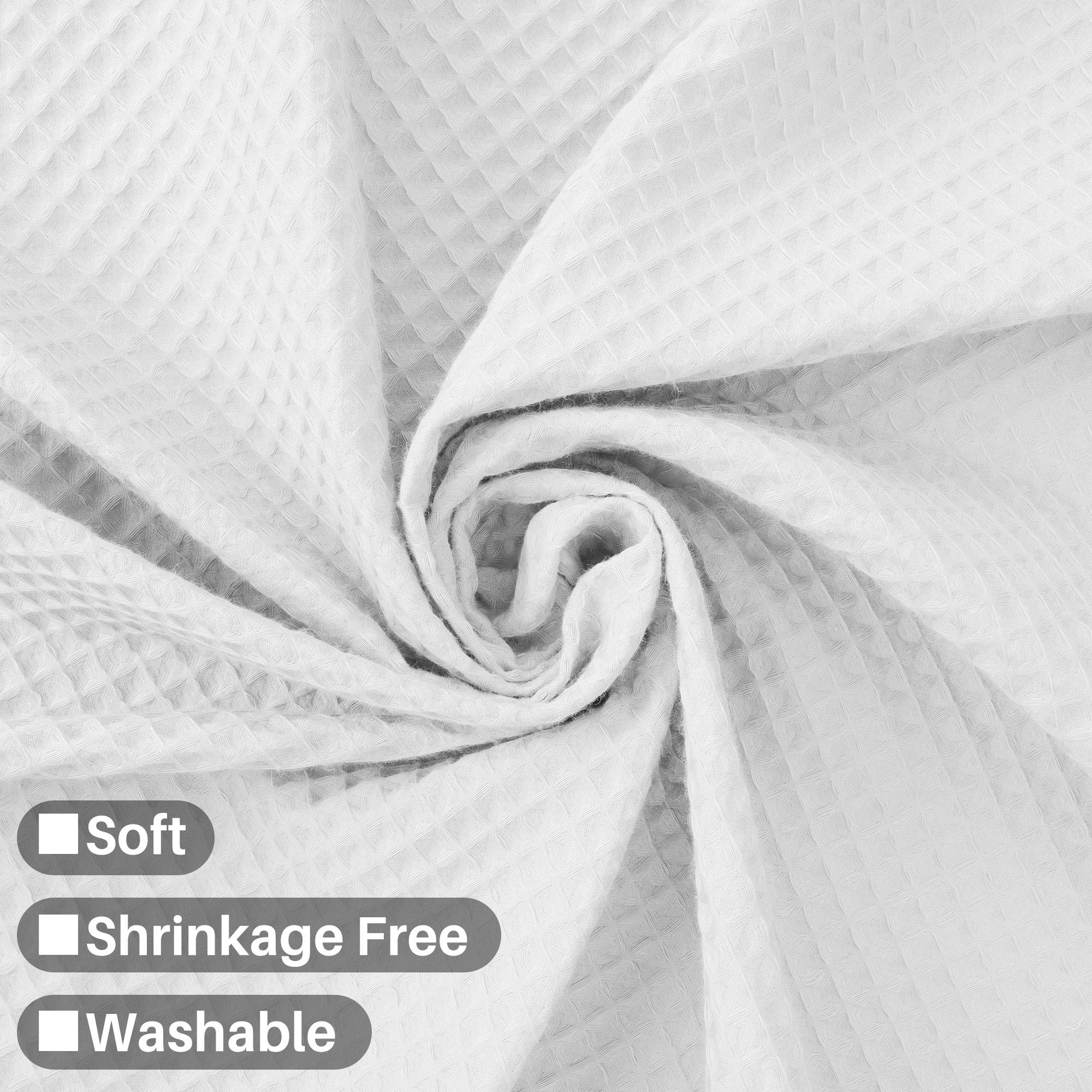 Barossa Design Cotton Blend Shower Curtain Extra Wide 108 Inch - Honeycomb Waffle Weave, Hotel Luxury & Spa, Heavy Weight Fabric, Washable - White