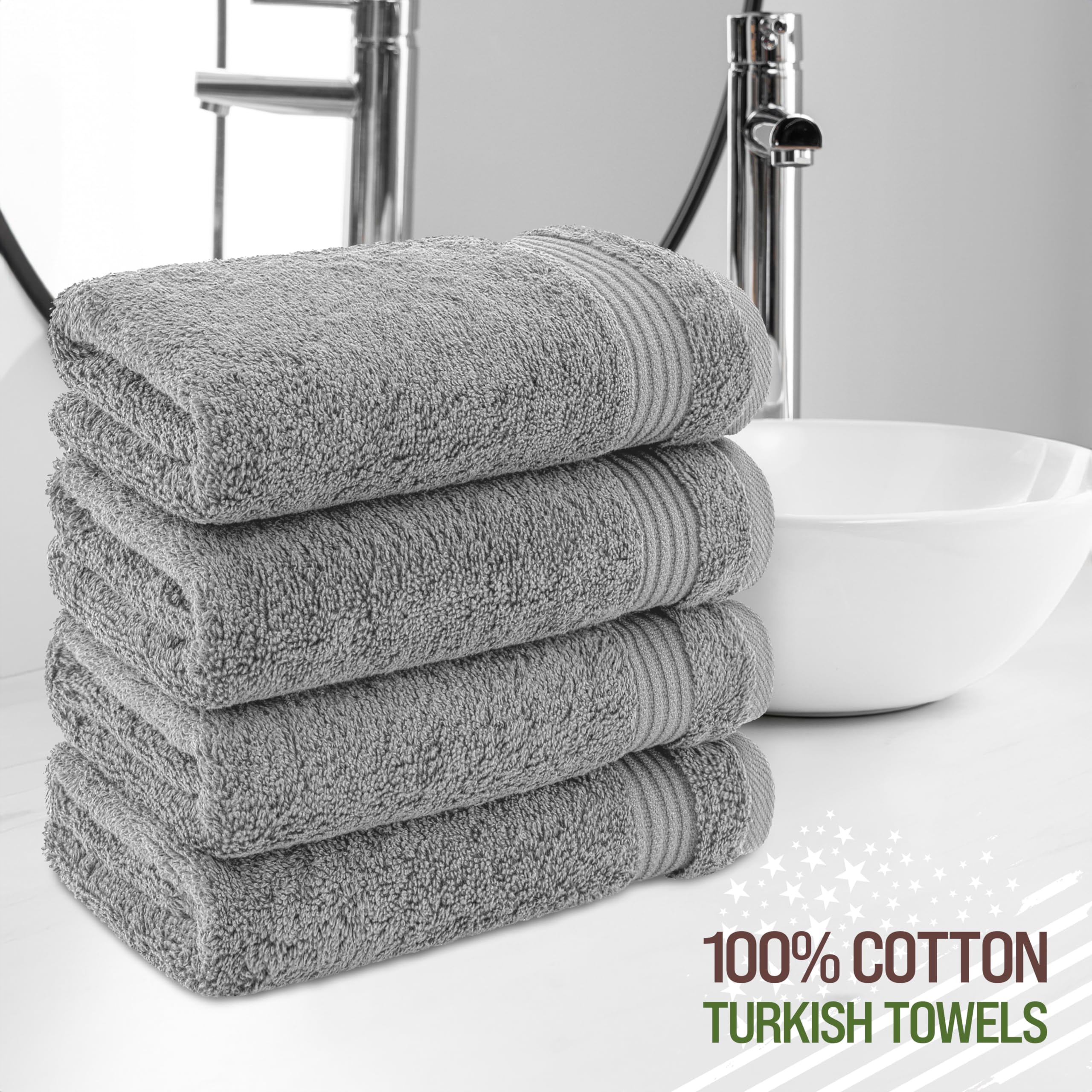 American Veteran Towel, Hand Towels for Bathroom Set of 4, 100% Cotton Turkish Hand Towel Sets Clearance Prime, Soft Hand Face Towels