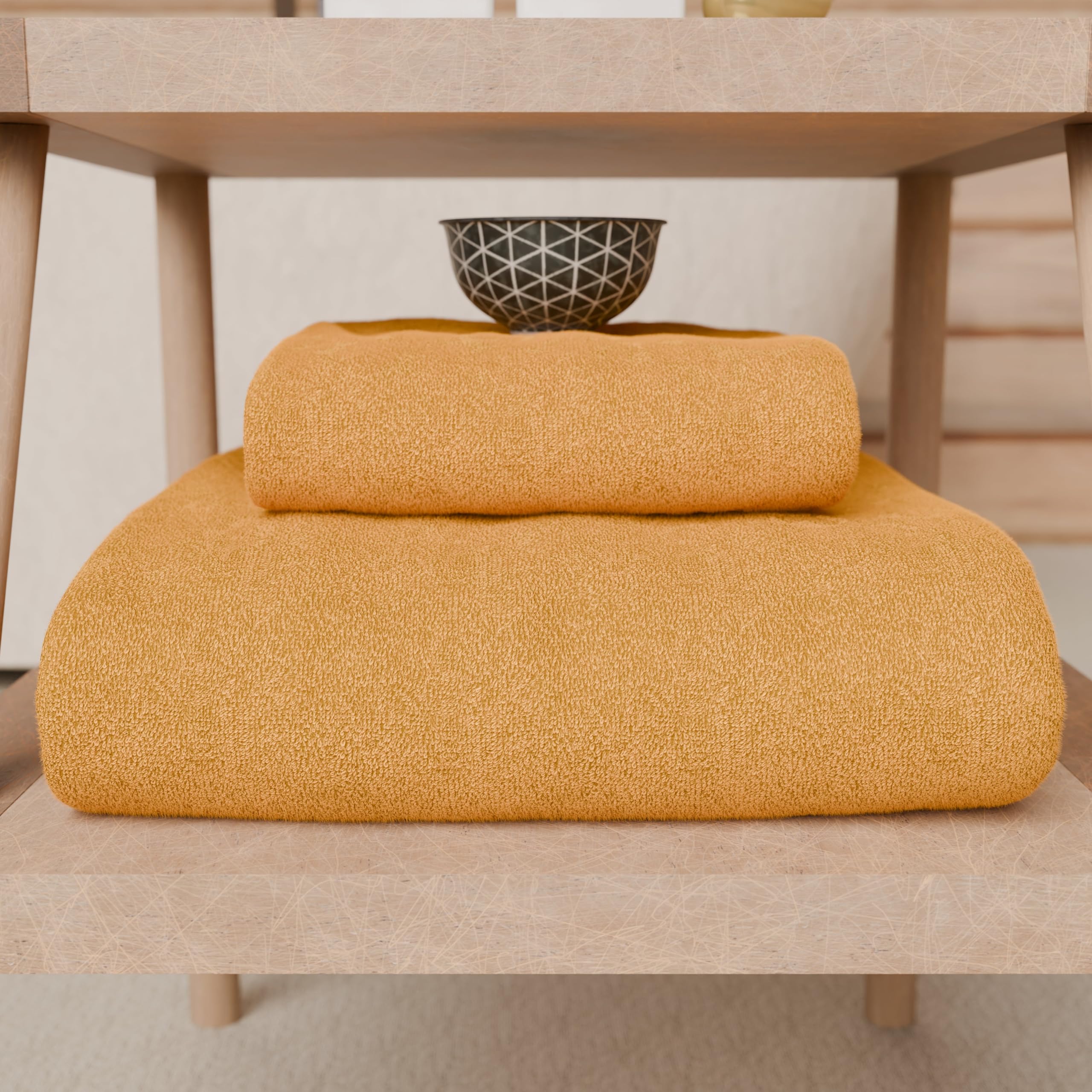 PETTI Artigiani Italiani - 100% Cotton Terry Bath Towels, 2+2 Towel Set, 4 Pieces 2 Face Towels and 2 Hand Towels, Orange Towels