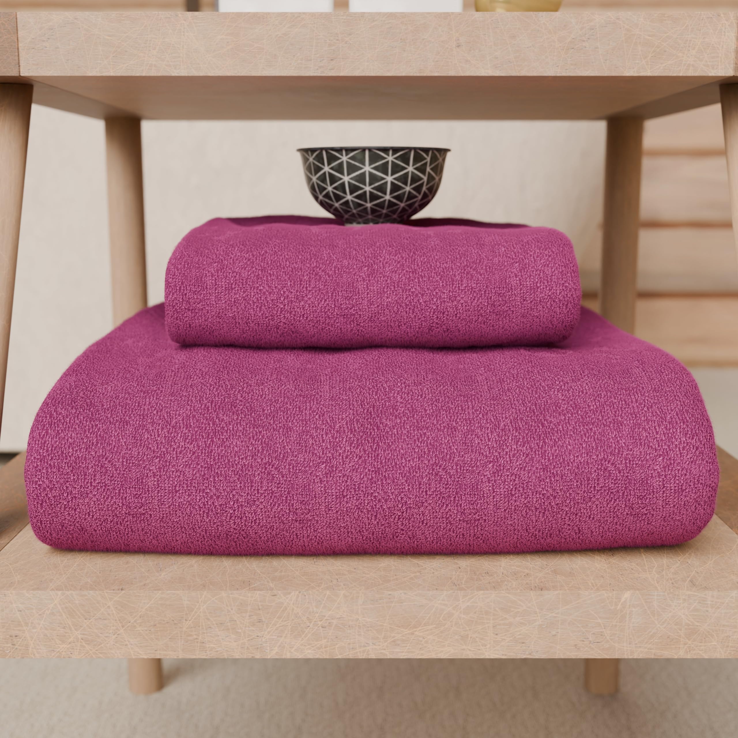 PETTI Artigiani Italiani - 100% Cotton Terry Bath Towels, 2+2 Towel Set, 4 Pieces 2 Face Towels and 2 Hand Towels, Fuchsia Towels