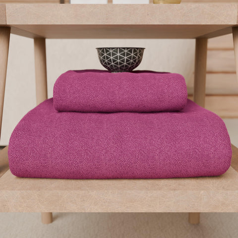 PETTI Artigiani Italiani - 100% Cotton Terry Bath Towels, 2+2 Towel Set, 4 Pieces 2 Face Towels and 2 Hand Towels, Fuchsia Towels