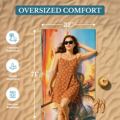 Casa Platino 2-Pack Microfiber Beach Towels – Extra Large 71"x32" Lightweight, Sand-Free, Quick-Dry – Travel, Swim, Pool, Yoga