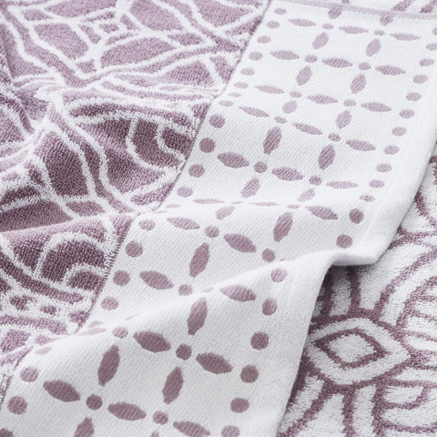 Modern Threads 6 Piece Set, 2 Bath Towels, 2 Hand Towels, 2 Washcloths Yarn Dyed Jacquard/Solid Towel Set Monroe Orchid