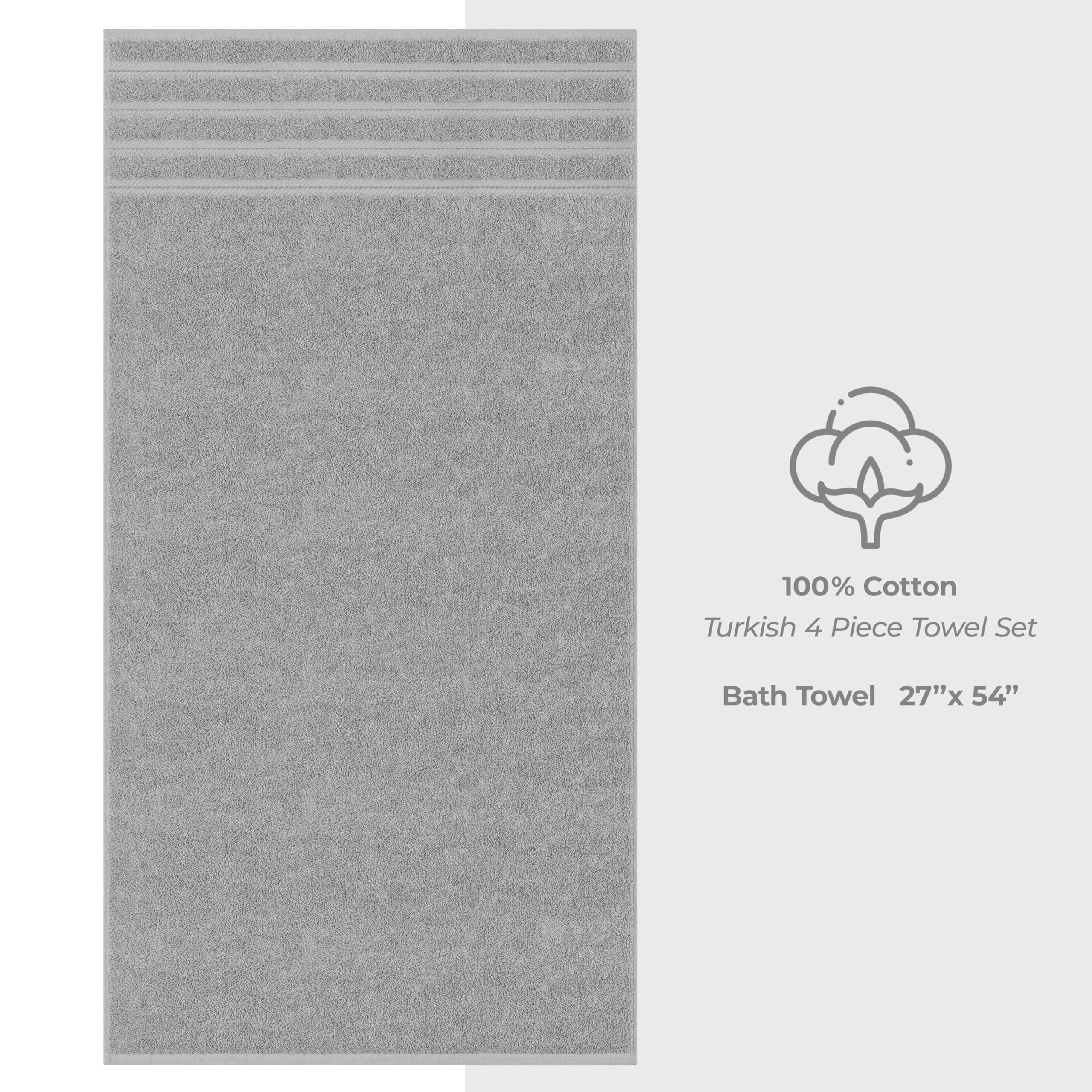 American Soft Linen Luxury 4 Piece Bath Towel Set, 600 GSM 100% Cotton Turkish Bath Towels for Bathroom, 27x54 in Large Bathroom Shower Towels