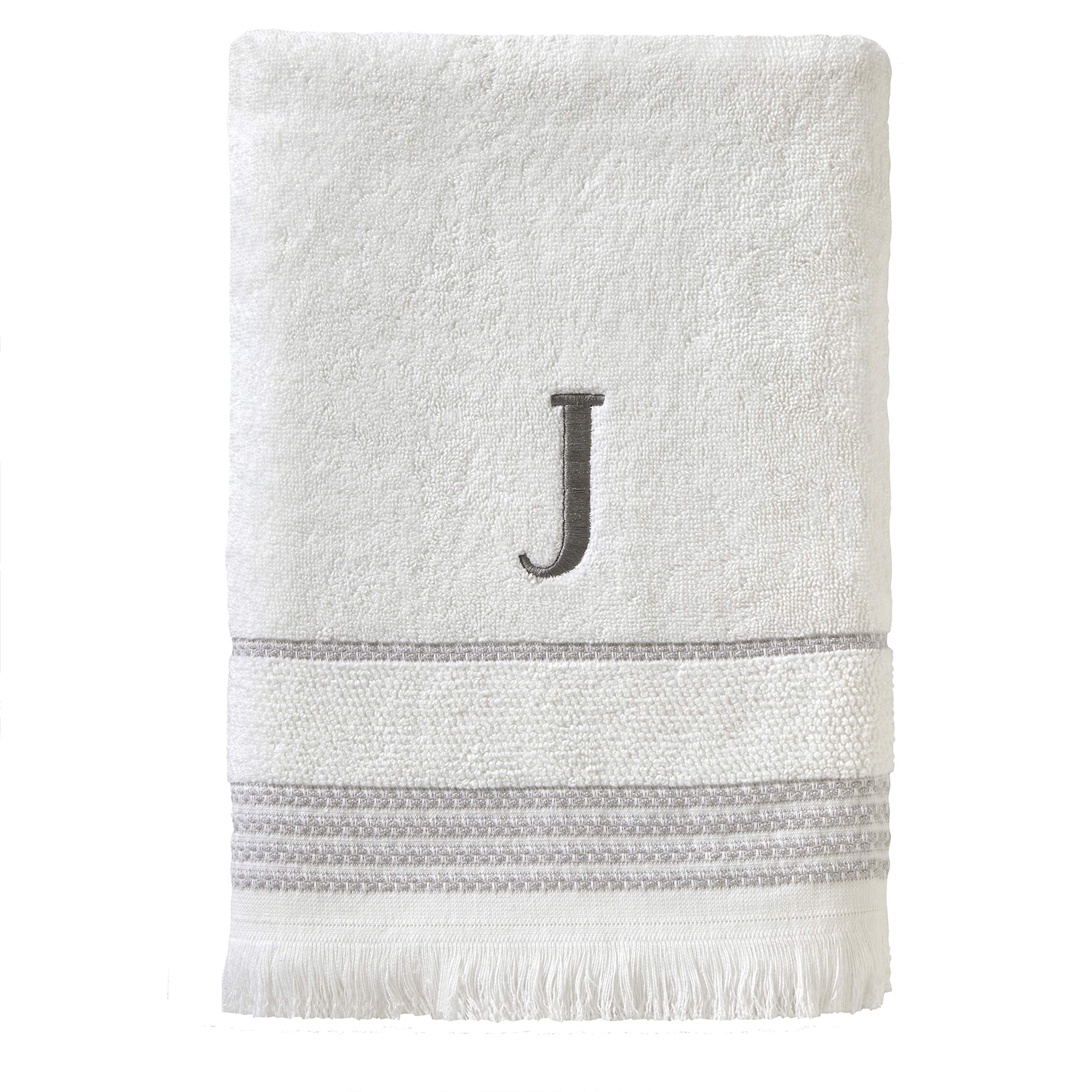 SKL Home Bath Towel, J, Cotton, White, 28x54