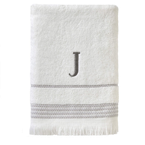 SKL Home Bath Towel, J, Cotton, White, 28x54