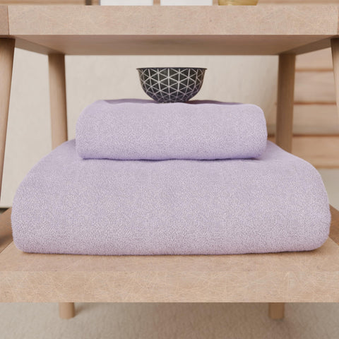 PETTI Artigiani Italiani - 100% Cotton Terry Bath Towels, 1+1 Towel Set, 2 Pieces 1 Face Towel and 1 Hand Towel, Lilac Towels