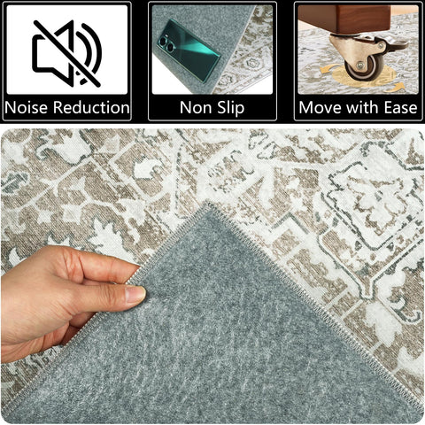 Famibay Office Chair Mat for Hardwood Floor 120x150cm Beige Brown Chair Floor Protection Mat Large Non Slip Computer Desk Chair Mat Rubber for Hard