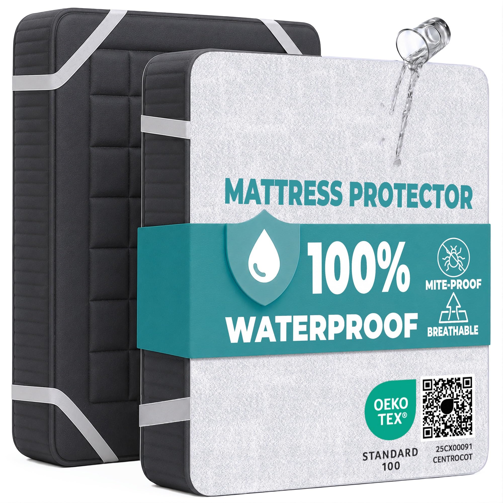 King Size Mattress Protector Waterproof for Bed 160x190 cm Premium Cotton Terry Bed Cover with Elastic Straps Sheet Soft and Breathable Mattress