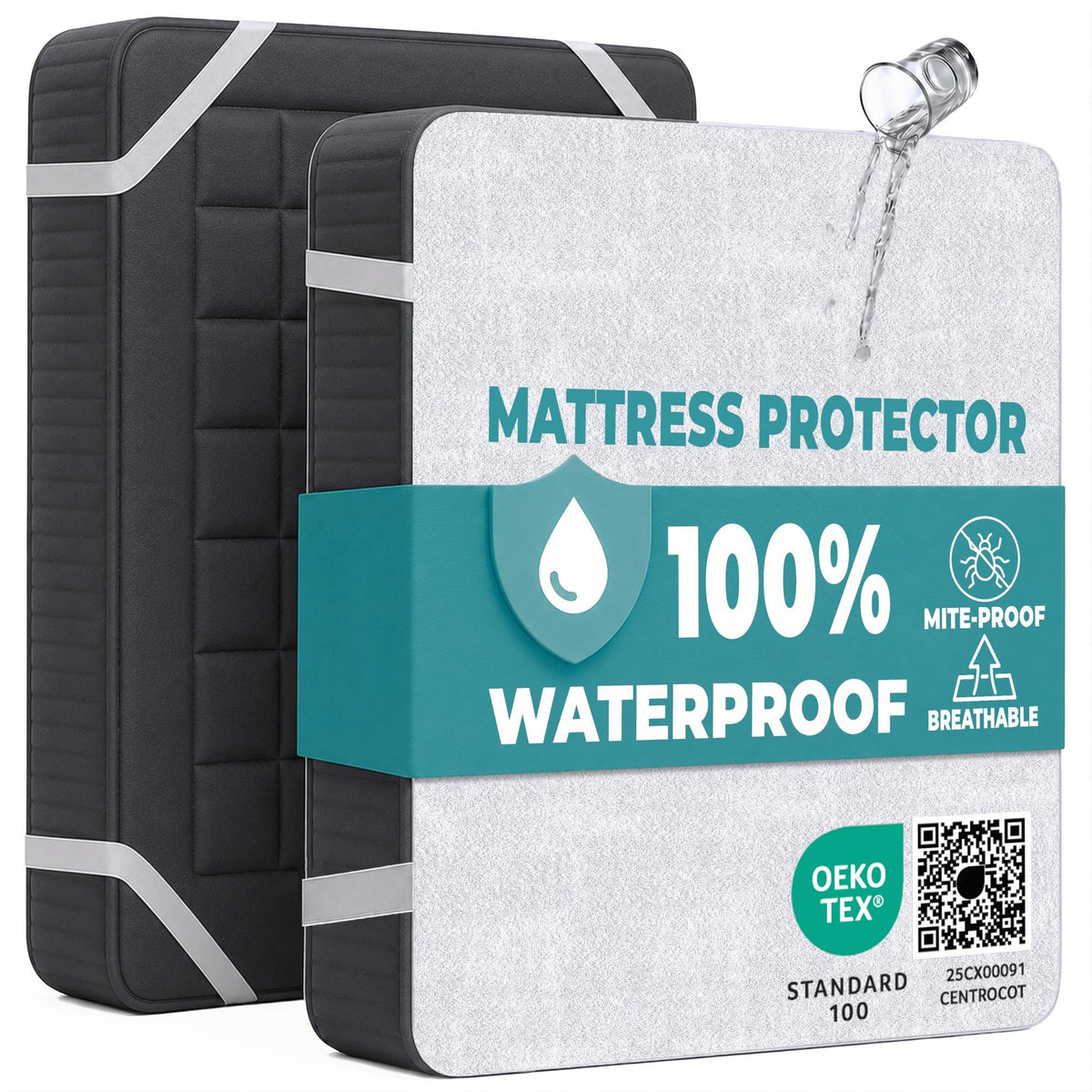 King Size Mattress Protector Waterproof for Bed 160x190 cm Premium Cotton Terry Bed Cover with Elastic Straps Sheet Soft and Breathable Mattress