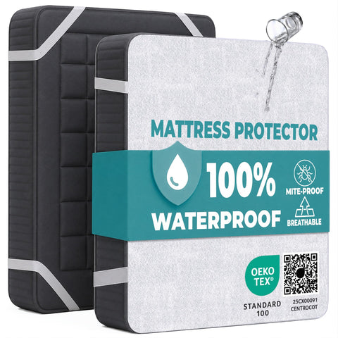 King Size Mattress Protector Waterproof for Bed 160x190 cm Premium Cotton Terry Bed Cover with Elastic Straps Sheet Soft and Breathable Mattress