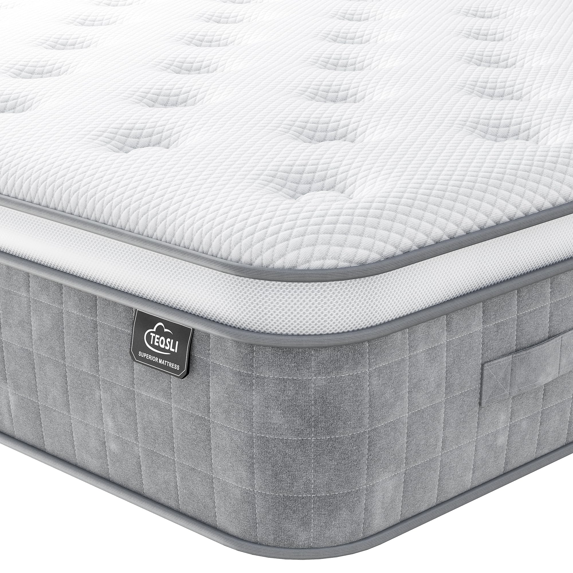TeQsli 10 Inch 7-Zone King Mattress, 5FT Memory Foam & Pocket Sprung Hybrid King Mattress for Pressure & Back Pain Relief – Medium Firm