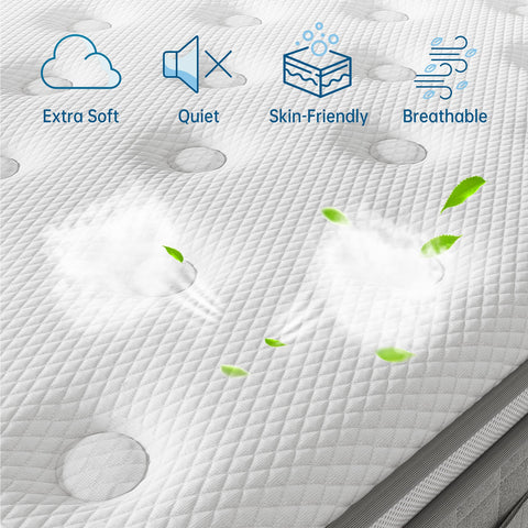 TeQsli 10 Inch 7-Zone King Mattress, 5FT Memory Foam & Pocket Sprung Hybrid King Mattress for Pressure & Back Pain Relief – Medium Firm