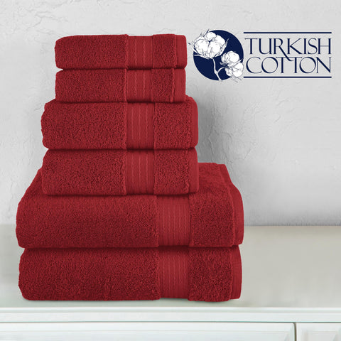 Elegant Comfort Premium Cotton 6-Piece Towel Set, Includes 2 Washcloths, 2 Hand Towels and 2 Bath Towels, 100% Turkish Cotton