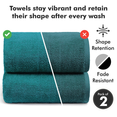 Novo Home Bath Sheets - Extra Large Bathroom Sheet Set – 550 GSM Pack of 2 Jumbo Towels Teal (90x180cm)