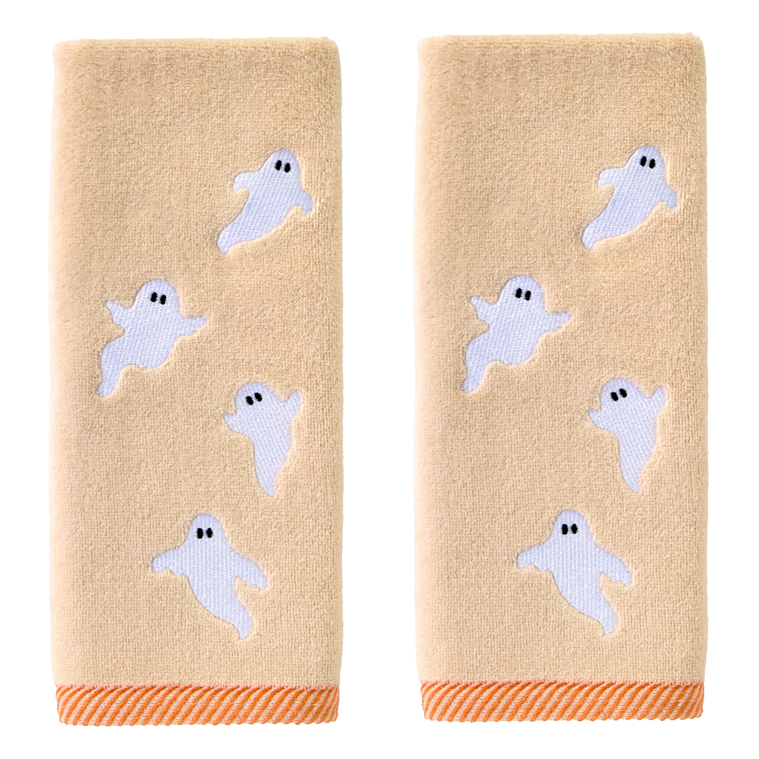 SKL Home Halloween Tossed Ghosts Hand Towel 2 pc Set for Bath/Kitchen/Bar & Gift