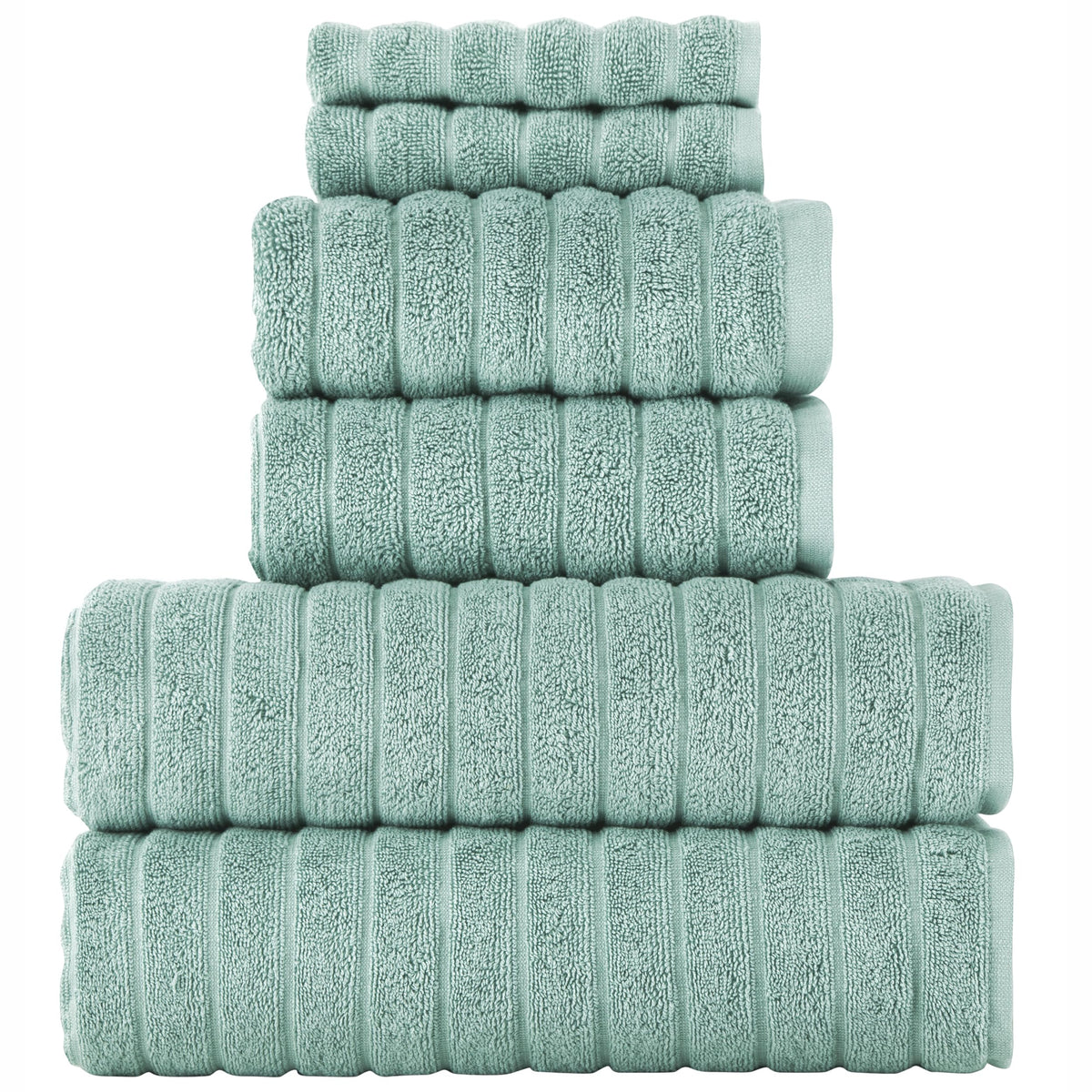 BERIBO Cloud Turkish Towels 100% Cotton - Set of 6-620gsm (Sea Foam)