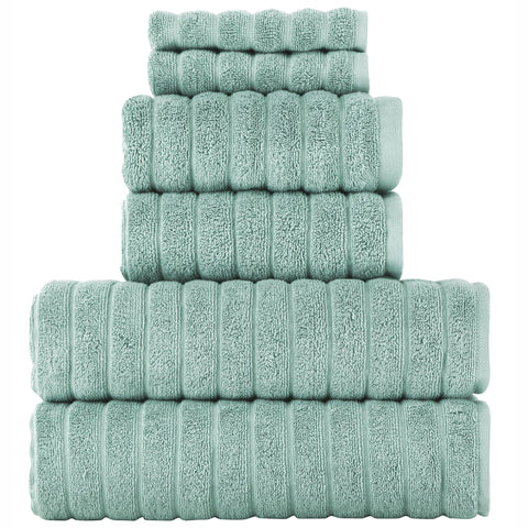 BERIBO Cloud Turkish Towels 100% Cotton - Set of 6-620gsm (Sea Foam)