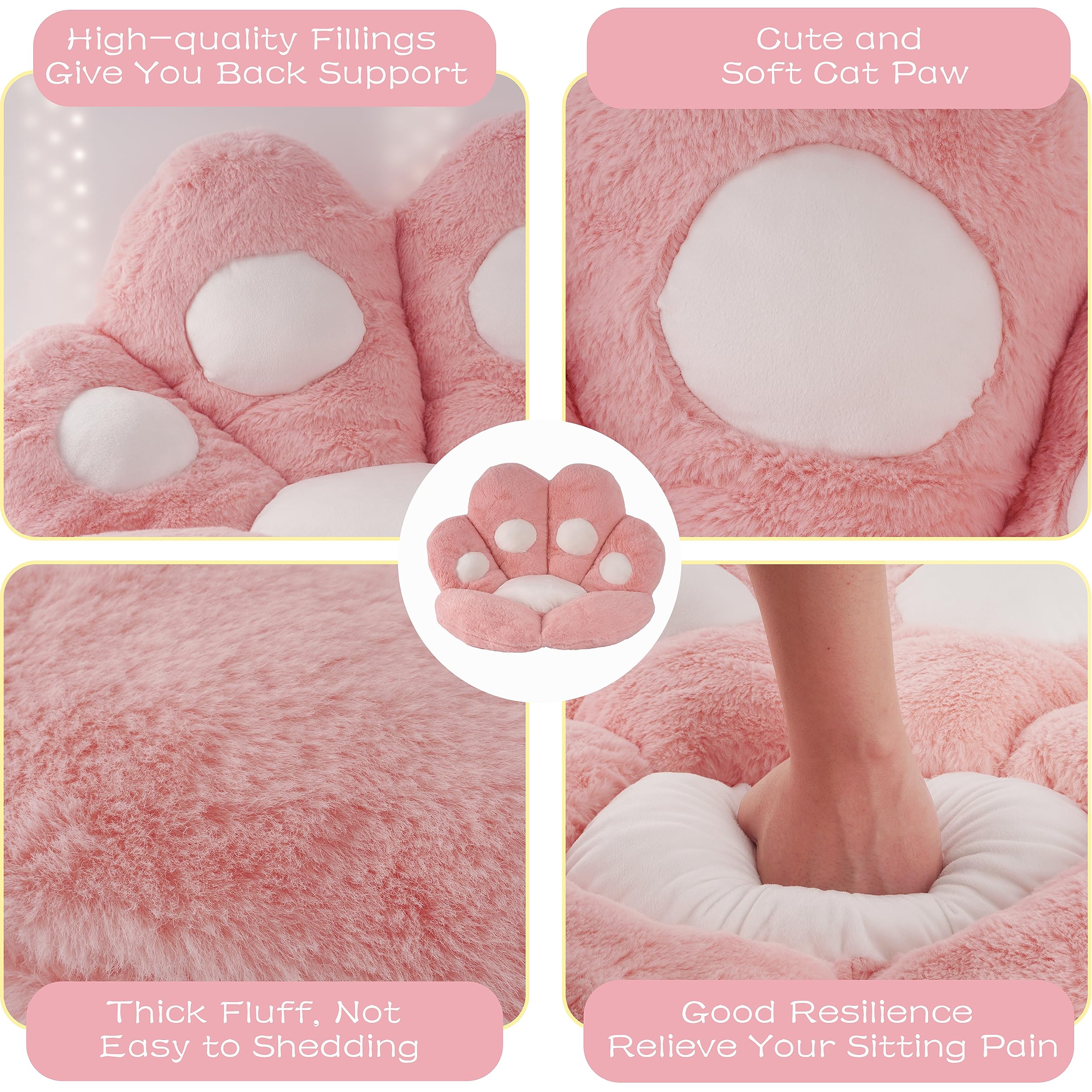 FlyGulls Cat Paw Cushion for Computer Gaming Office Chairs Pink 70x80 cm